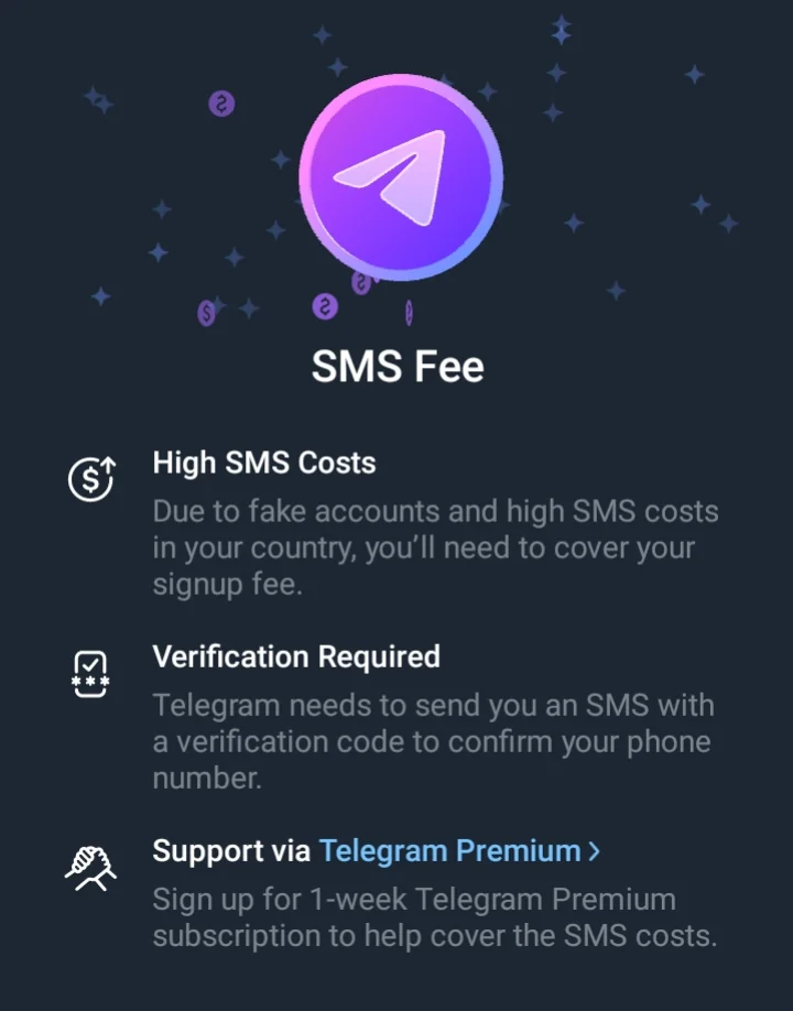 텔레그램 SMS FEE